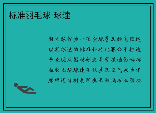 标准羽毛球 球速